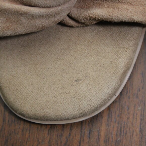 Lucky Brand Tan Knot Suede Stacked Heel Nacito Sandals - Picture 16 of 16